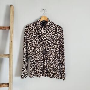 Worthington Women's Cheetah Print Mock Turtleneck Top Size XL